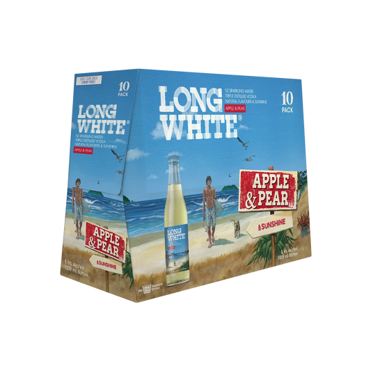 Long White Vodka Apple & Pear 4.8% Bottles 10x320ml - NZ Liquor Online