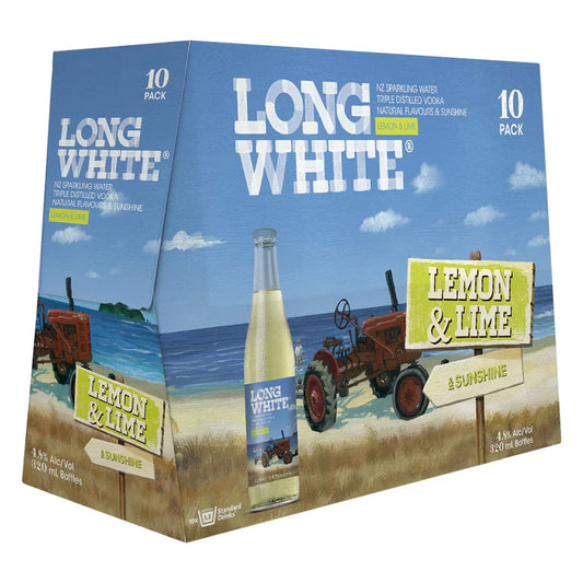 Long White Vodka Lemon & Lime 4.8% Bottles 10x320ml - NZ Liquor Online