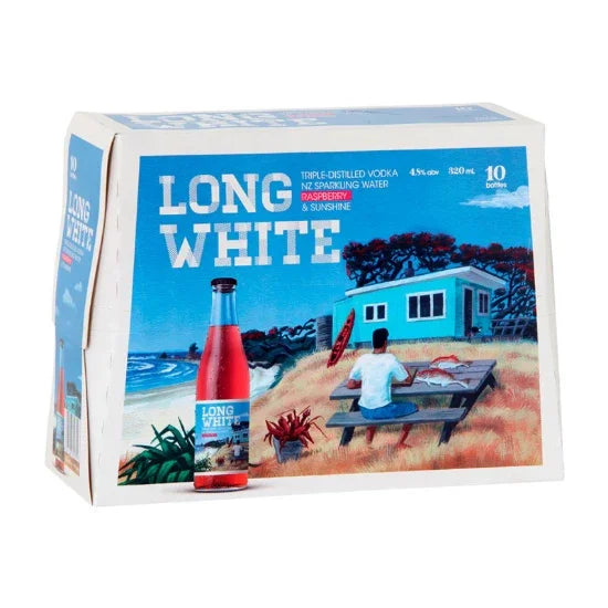 Long White Vodka Raspberry 4.8% Bottles 10x320ml - NZ Liquor Online