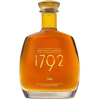 1792 Bottled in Bond bourbon whiskey in clear glass bottle with gold cap