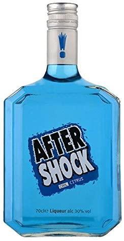 After Shock Cool Citrus blue liqueur bottle, 70cl, 30% alcohol, front label visible