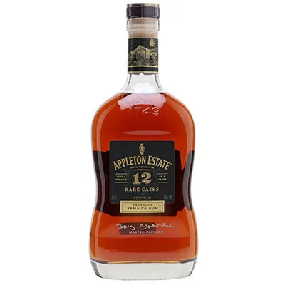 Appleton Estate 12 Year Rare Casks Jamaican rum bottle with amber liquid and black label