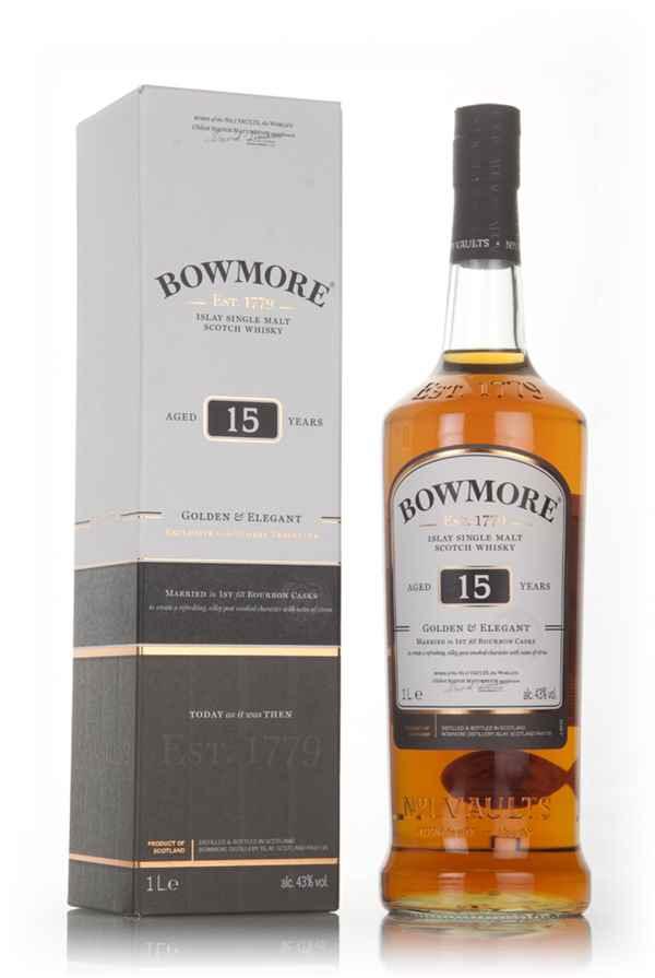 Bowmore 15Yr Golden & Elegant 43% 1Litre - NZ Liquor Online