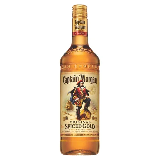 Captain Morgan Original Spiced Gold rum bottle with label and pirate illustration