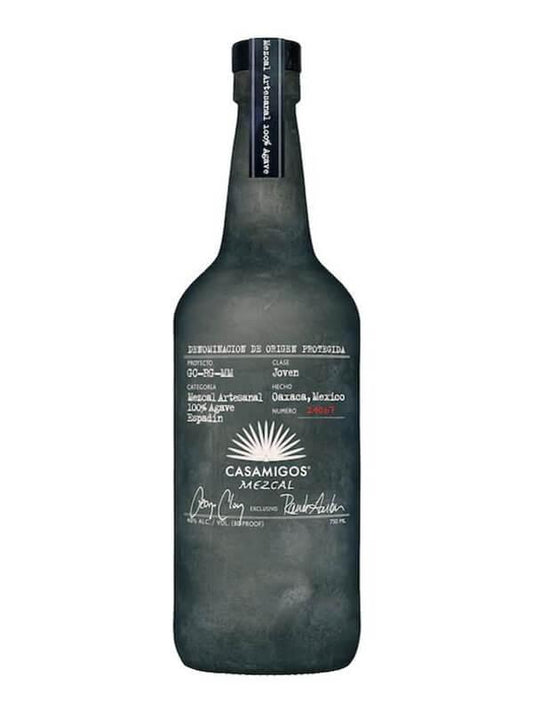 Black bottle of Casamigos Mezcal artisanal 100% agave spirit from Oaxaca, Mexico