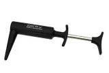 Black cork remover wine bottle opener with ergonomic handle on white background