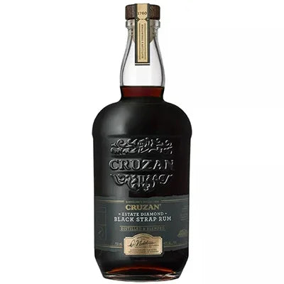 Cruzan Estate Diamond Black Strap Rum 750ml dark liquor bottle with embossed label
