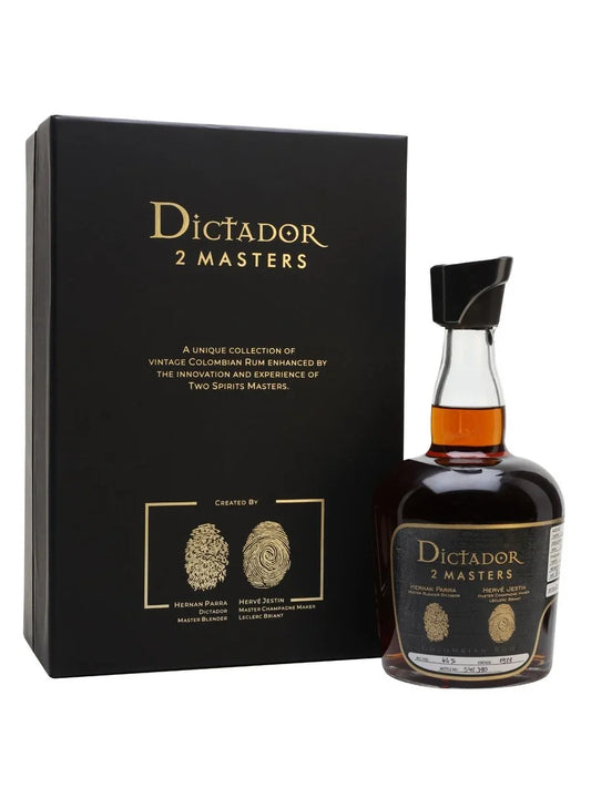 Dictador 2 Masters 39-year vintage Colombian rum in gift box with gold accents