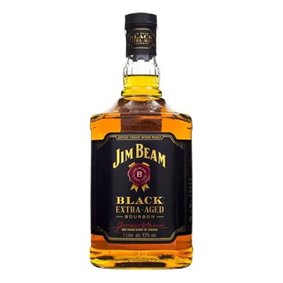 Jim Beam Black Extra-Aged Bourbon 1L bottle with black label and gold accents