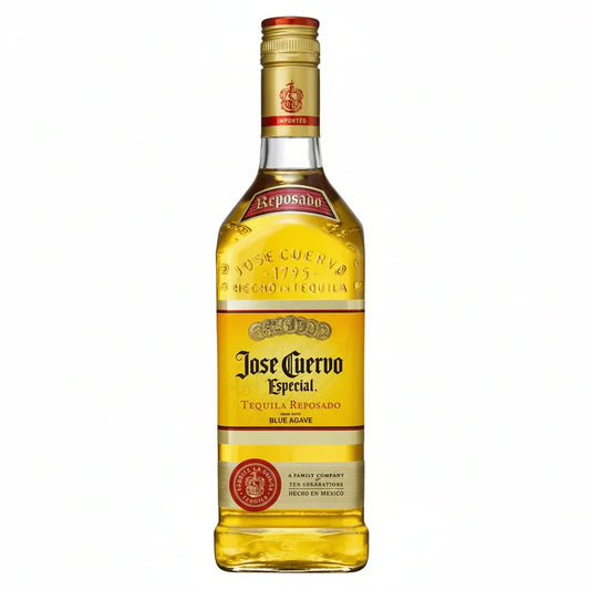 Jose Cuervo Especial Gold Tequila bottle with yellow label and red accents