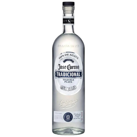 Jose Cuervo Tradicional Silver Tequila bottle, clear label, premium spirits product