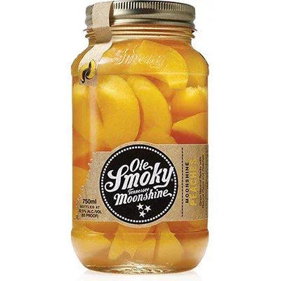 Jar of Ole Smoky Tennessee Moonshine peaches, preserved fruit with alcohol, 750ml bottle