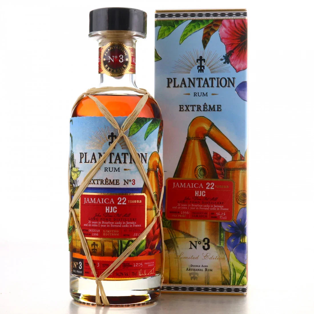 Plantation Jamaica 22 Year Old rum bottle with decorative box, premium aged spirit