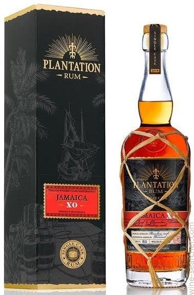 Plantation Jamaica XO rum bottle with decorative rope and matching gift box