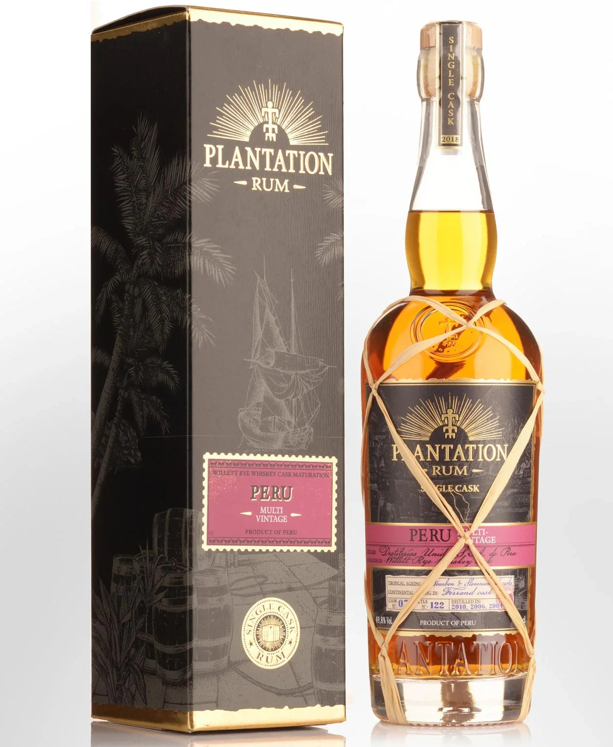 Plantation Rum Peru Multi Vintage bottle with gift box, premium golden rum, product of Peru