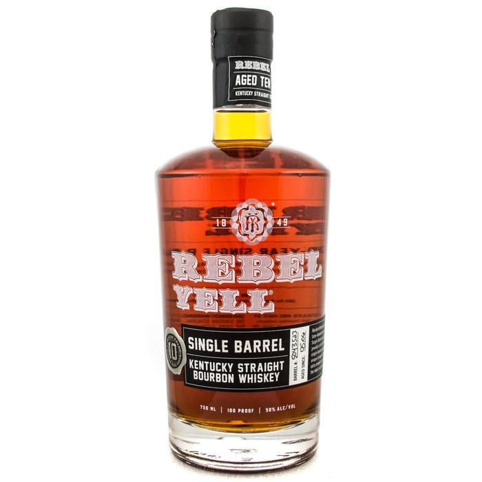 Rebel Yell 10 Year Single Barrel Kentucky straight bourbon whiskey bottle, 750ml