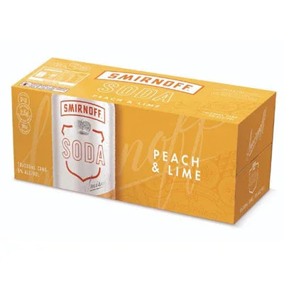 Smirnoff Soda Peach/Lime 5% Cans 10 x 330ml