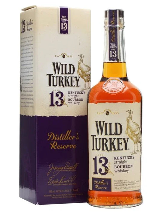 Wild Turkey 13 year Kentucky straight bourbon whiskey bottle and box